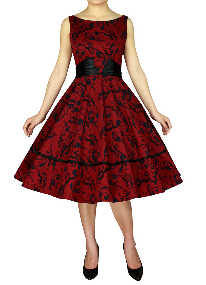 Women's Vintage 1950s Polka Dot Halter Dress - Rockabilly Swing Cocktail Dress, Backless, Floral Print (Apricot, X-Large)
