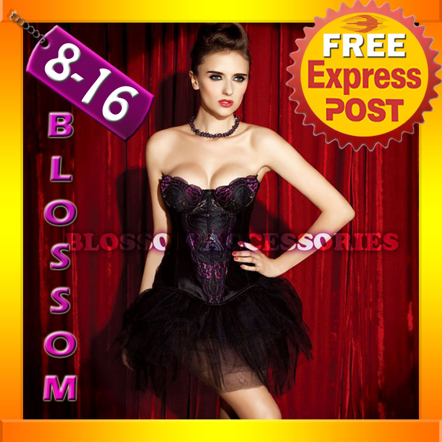 CC27 Moulin Rouge Burlesque Can Can Vegas Showgirl Fancy Dress Costume Corset - Photo 1/1