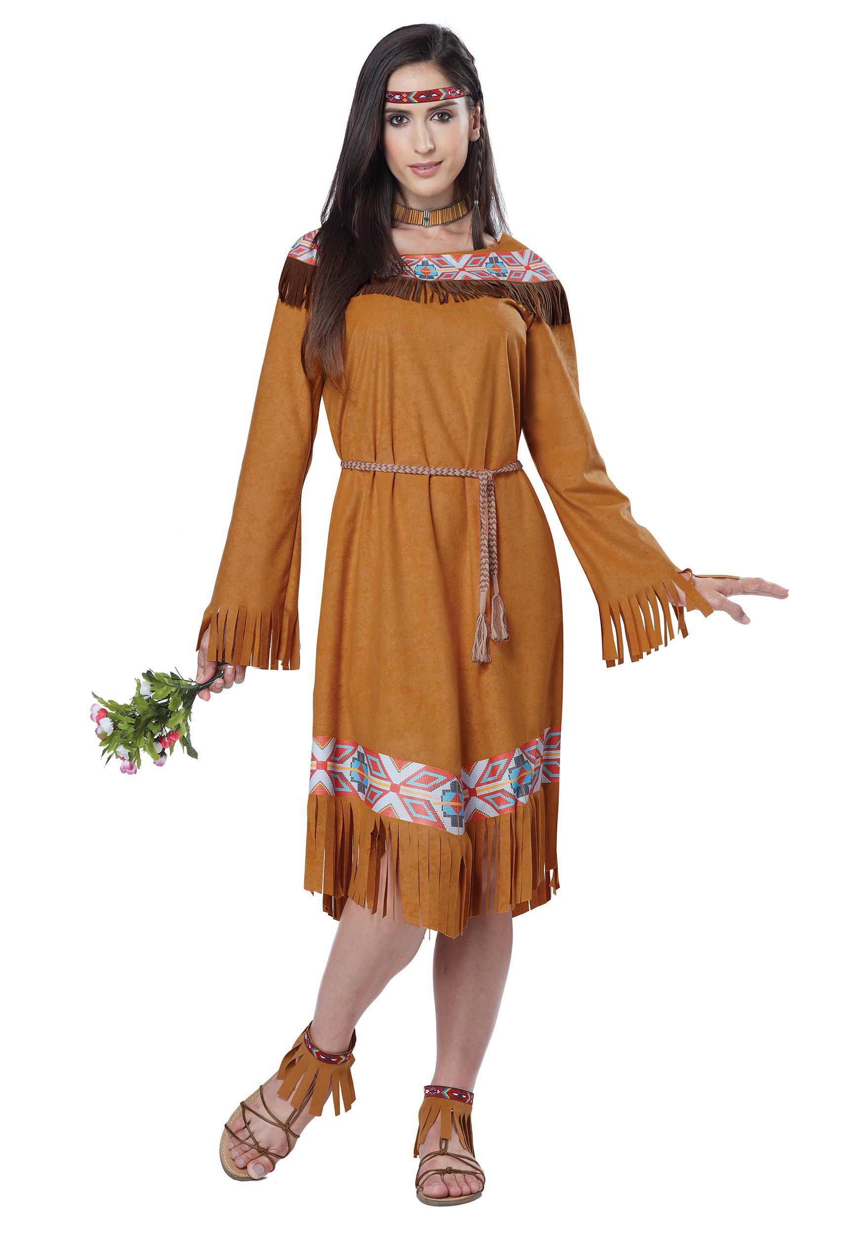 Ca54 Classic Pocahontas Indian Maiden Dress Up Woman Wild West Western Costume Ebay