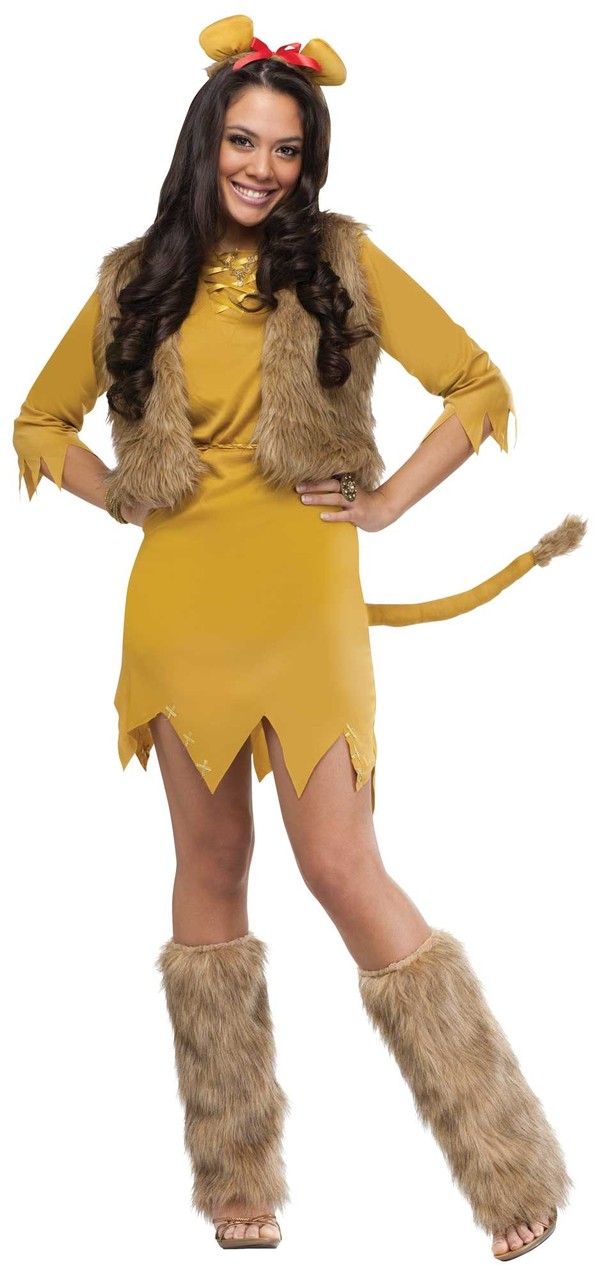 CL785 Ladies Lion Cowardly Fairy Tale Costume Halloween Wizard of OZ Outfit