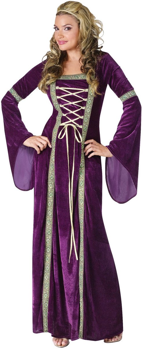 C279 Renaissance Lady Medieval Purple Velvet Gown Womens Fancy Dress ...
