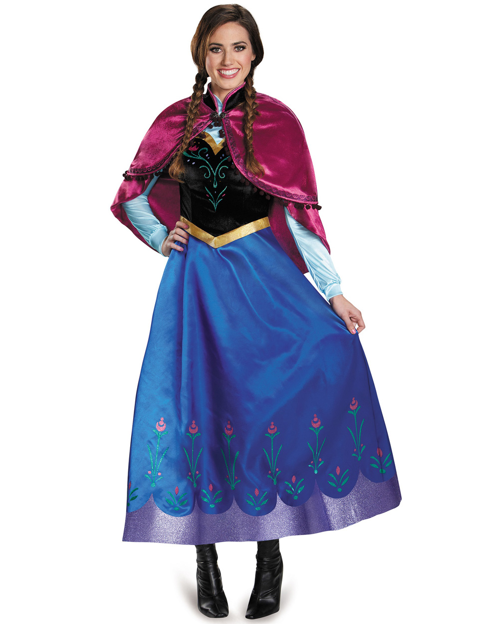 K83 Adult Frozen Princess Anna Fancy Dress Up Snow Queen Womens w/ Cape ...
