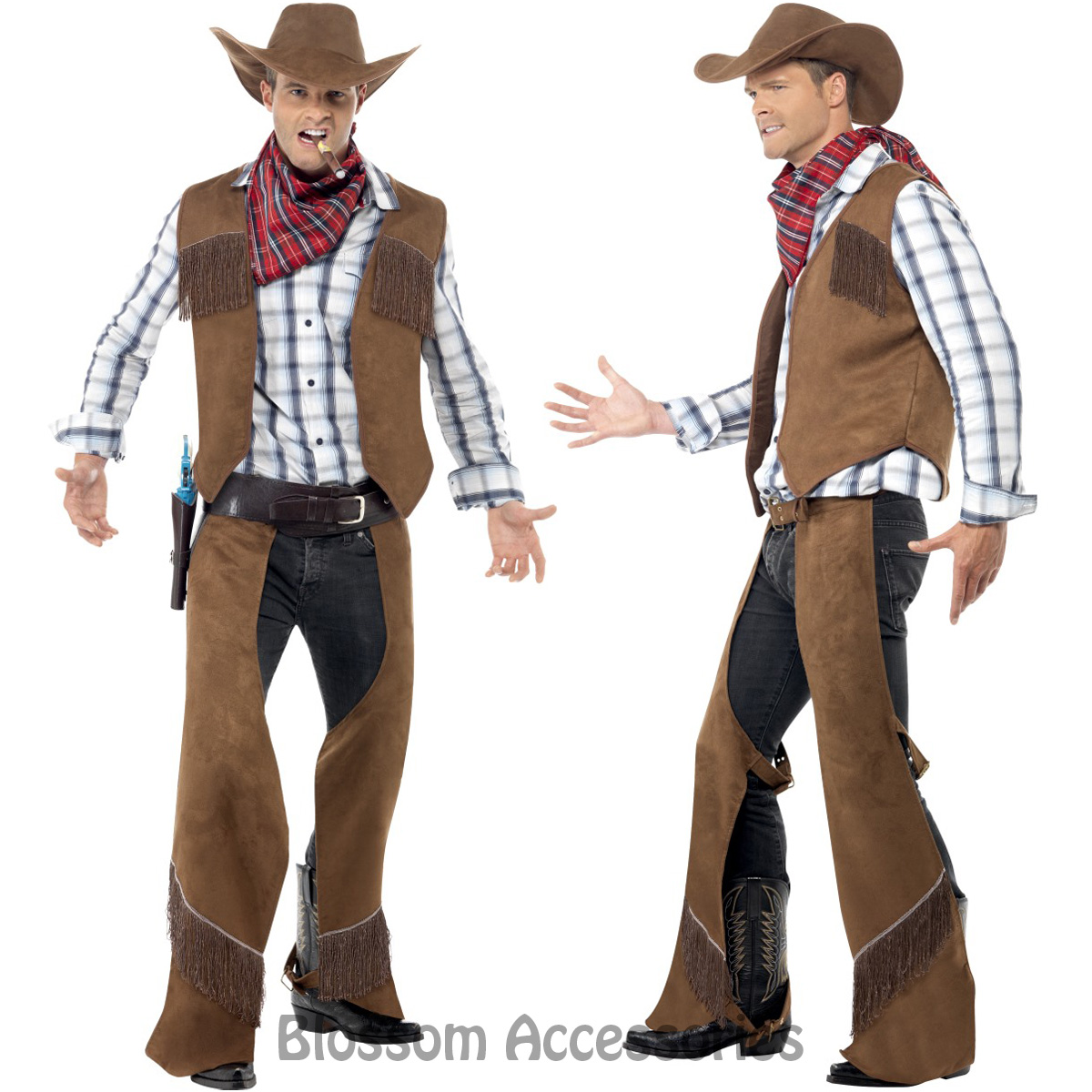 Fringe Cowboy Western Wild West Adult Mens Smiffys Fancy Dress Costume Medium 