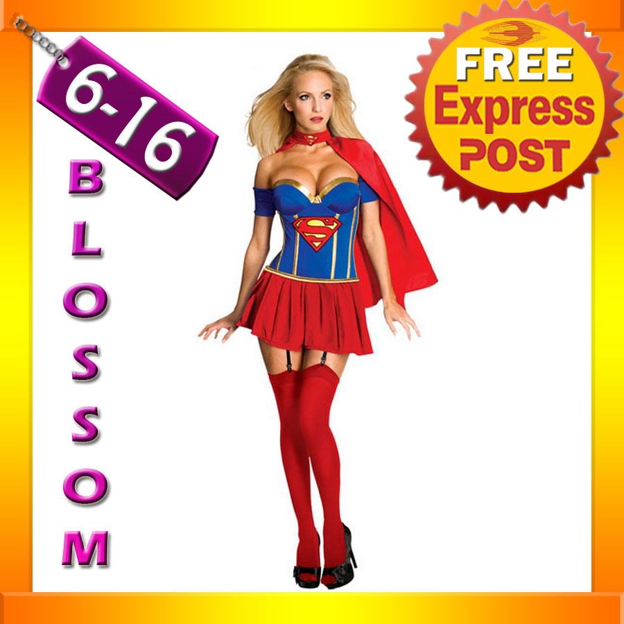 F46 Super Woman Super Hero Superhero Ladies Fancy Dress Costume Outfit 