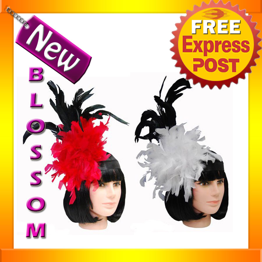 AS30 Burlesque Moulin Rouge Vegas Cabaret Mardi Gras Feather Costume Headband