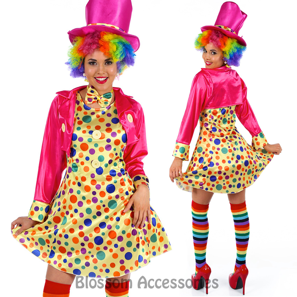 K10 Ladies Funny Clown Costume Circus Carnival Fancy Dress Birthday ...