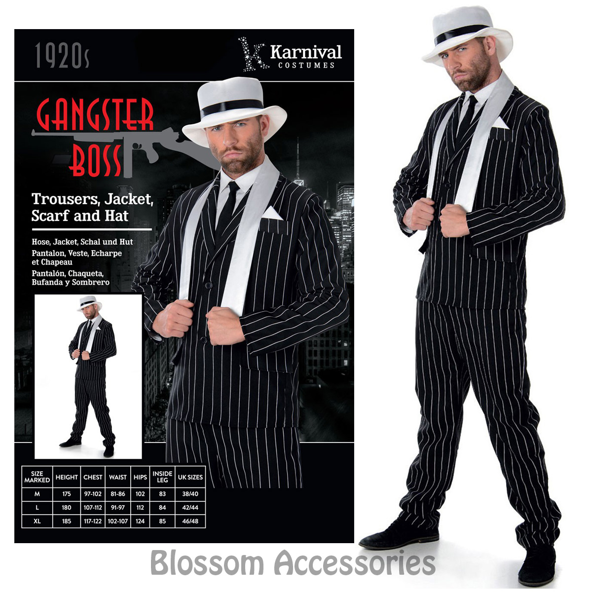 cl980 mens gangster boss 1920's great gatsby fancy dress