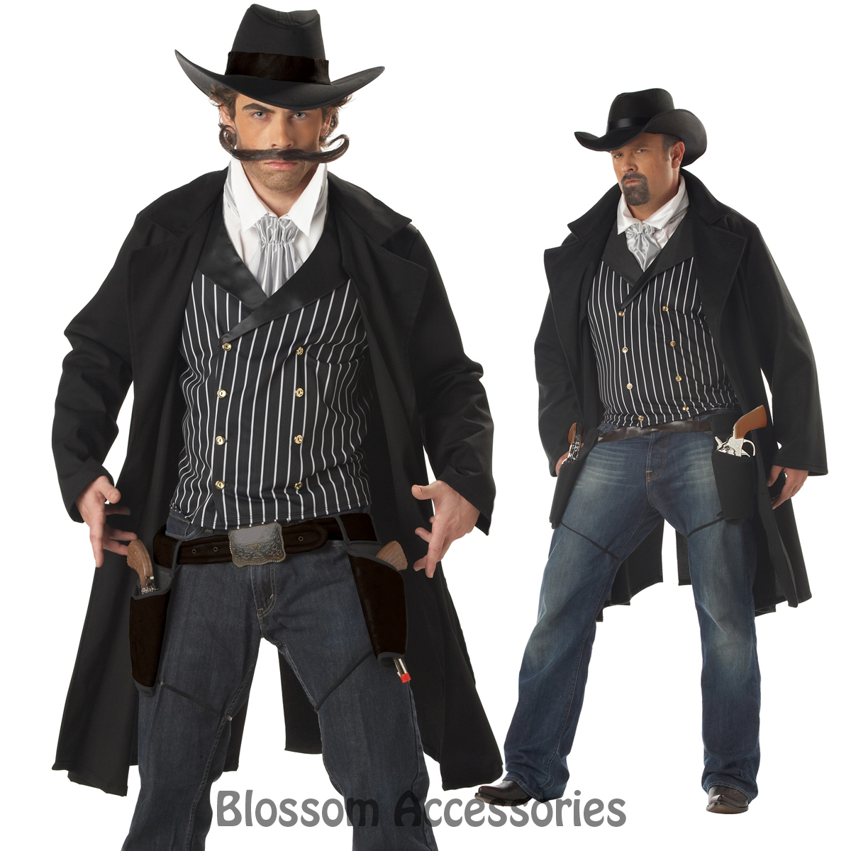 C246 Western Cowboy Gunfighter Gunslinger Fancy Dress Men Adult Costume ...