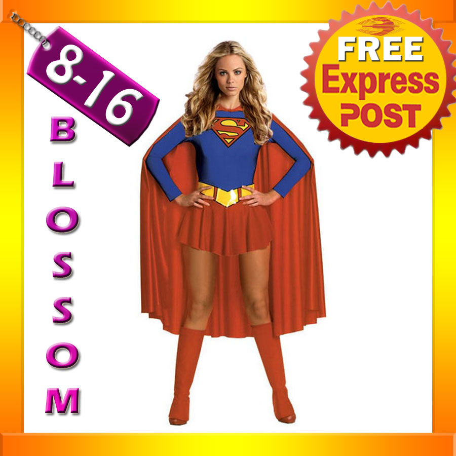 Super Hero Woman Supergirl Fancy Costume + Boot Covers  