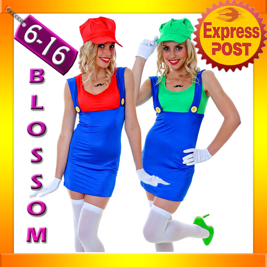 J18 Womens Super Mario Luigi Brothers Plumber Fancy Dress Up Party Costume Hat