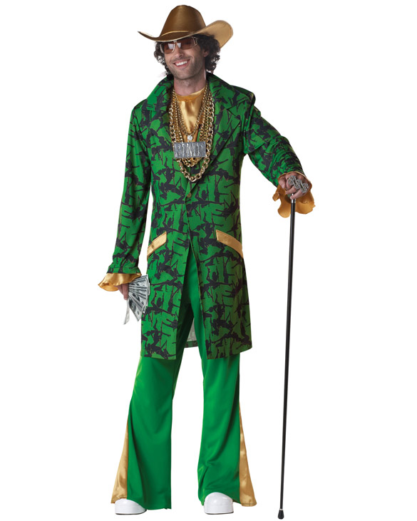 C760 Pimpin' Da Ho's 70s Green Pimp Daddy Gangster Mens Fancy Dress ...