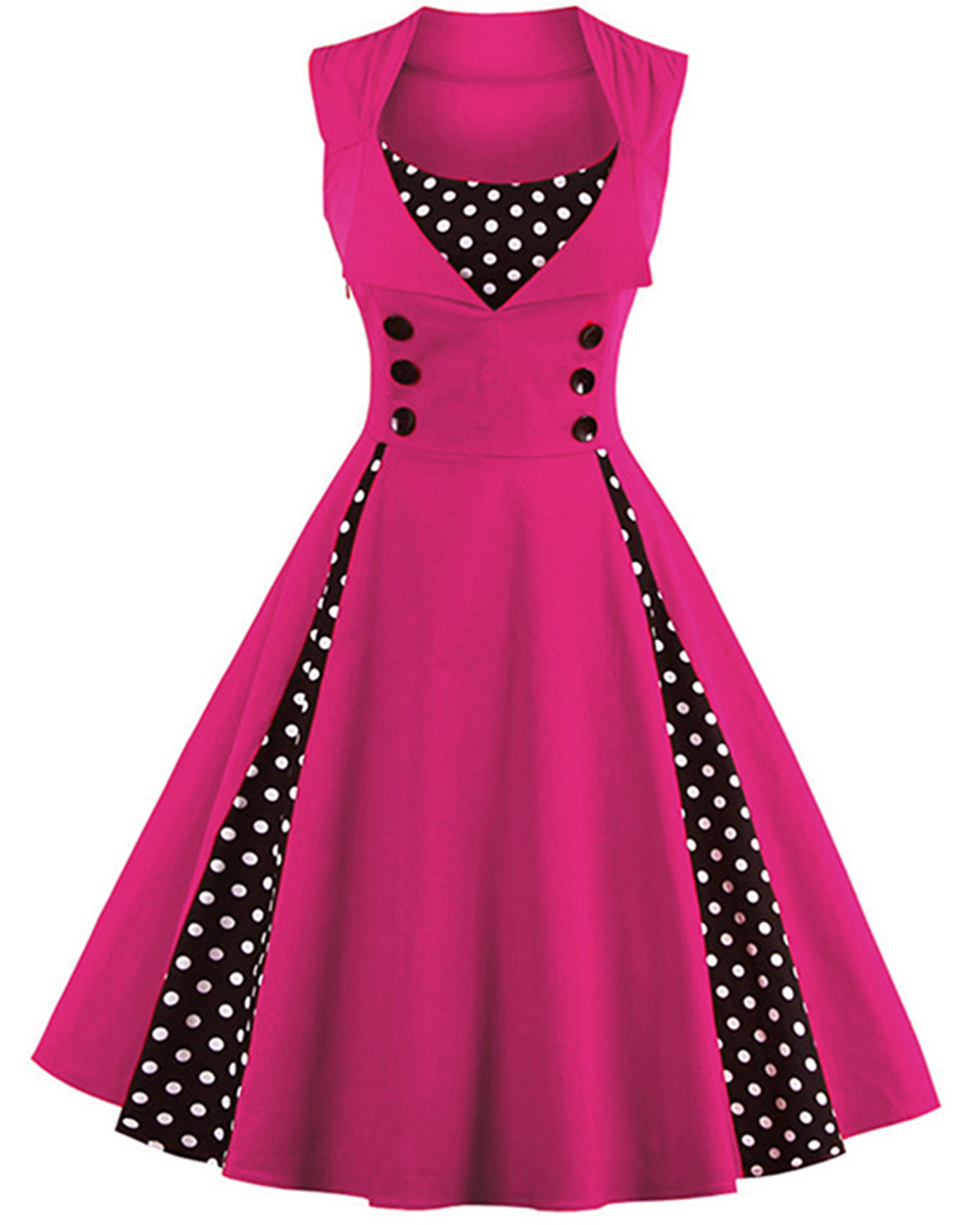 K281 Pink Retro Rockabilly Vintage Polka Dots Swing Dress 50s Evening ...