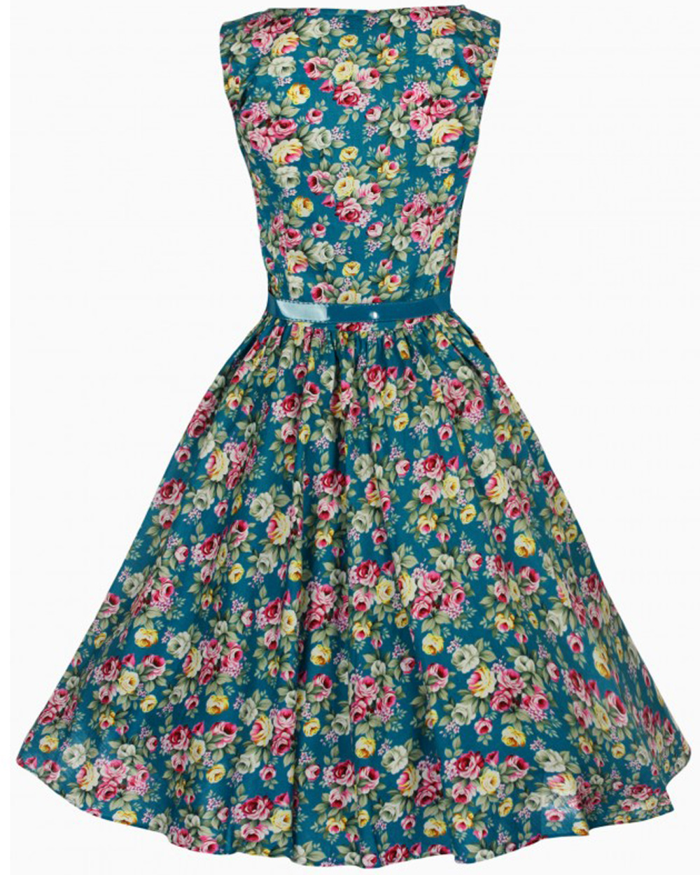 RKB6 Lindy Bop Audrey Turquoise Floral Swing Party Dress 50s Rockabilly ...