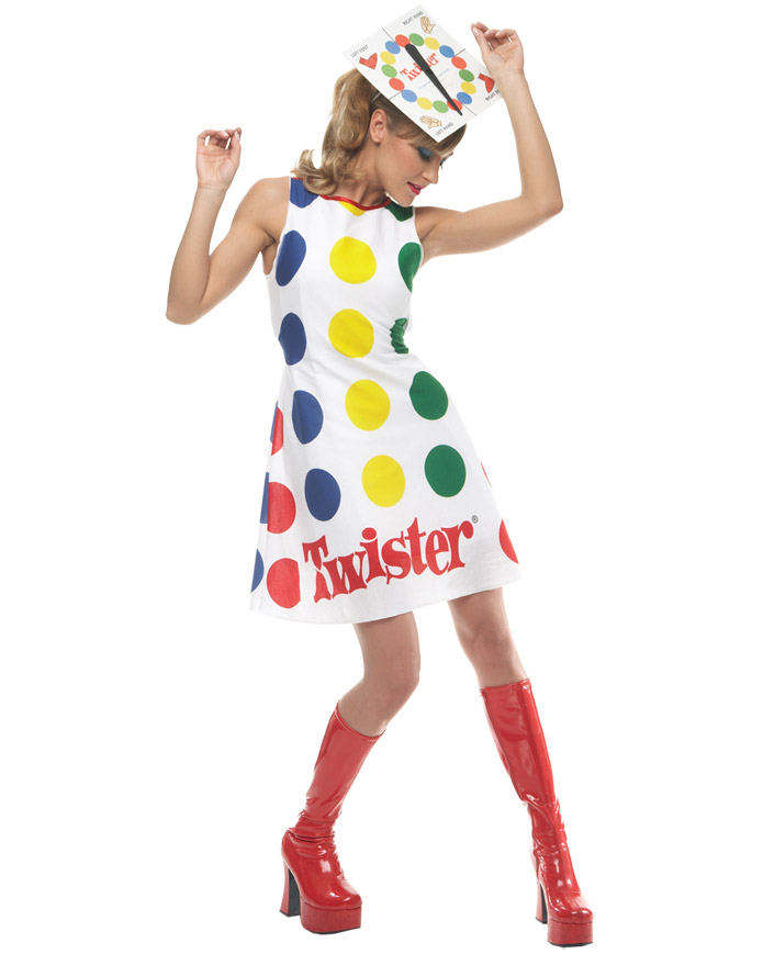 C334 Twister Sexy Board Game Dress 60s 70s Retro Fancy Dress Party Adult Costume