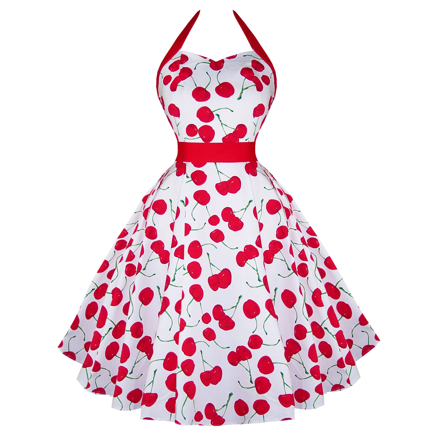RKH57 Hearts and Roses H&R Cherry Rockabilly Dress Pin Up Vintage 50 ...