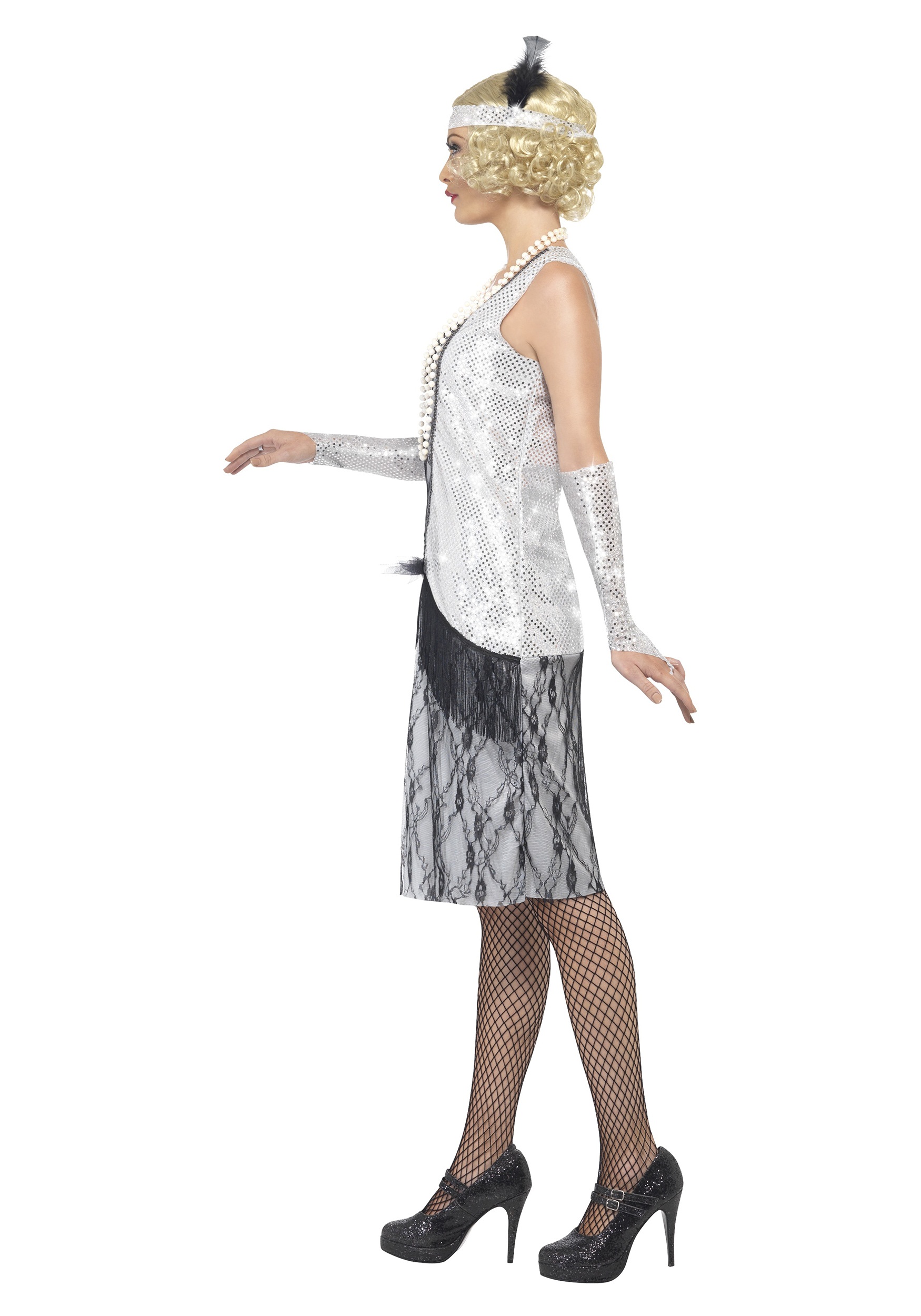 silver flapper dress Vegas Grey Plus Size Slip Included 1920s inspired Great Gatsby Art Deco Charleston Downton Abbey Bridesmaid Wedding Inspired by the glamour of the jazz age Shimmery Flapper Adult Costume (Silver)